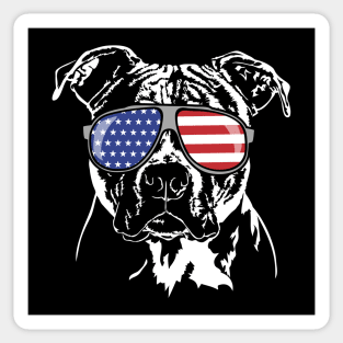 Proud American Staffordshire Terrier American Flag sunglasses Sticker